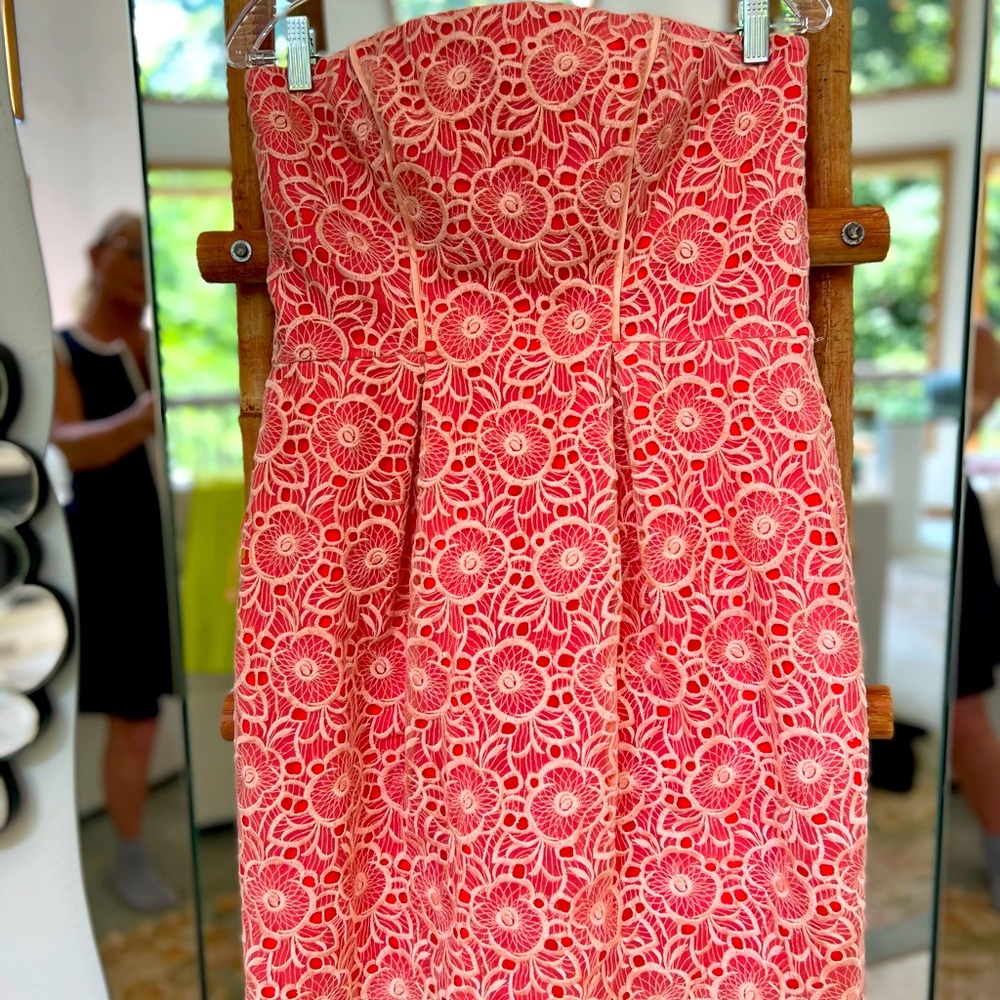 Jessica Simpson strapless peach embellished party dress